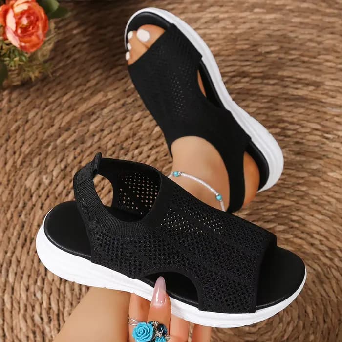 Sandales pour femmes, chaussures respirantes en tricot à bout ouvert