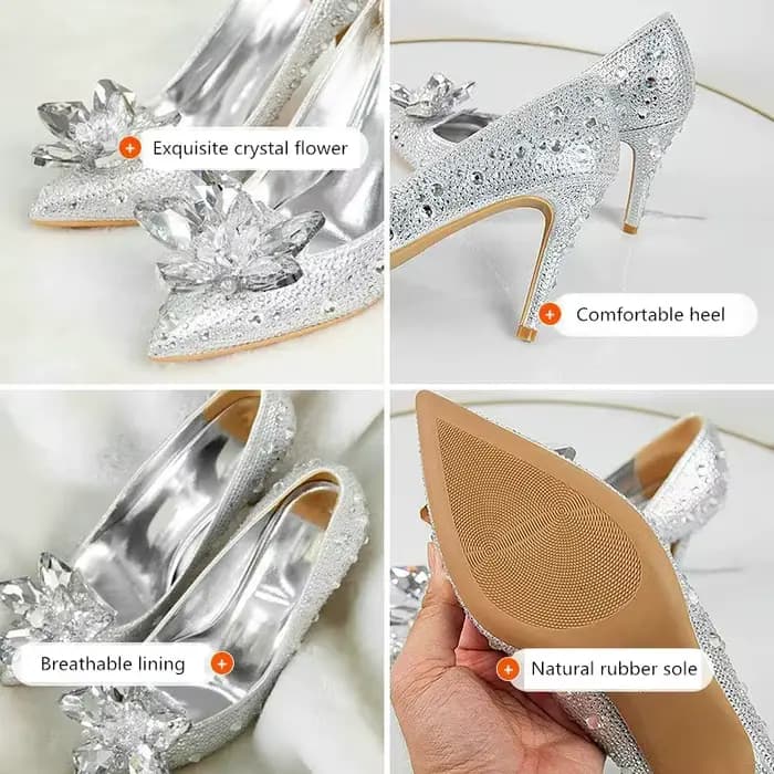 Chaussures de mariage à talons hauts argentés pour femmes