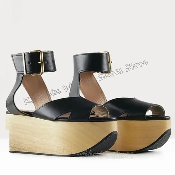 Mule pompe plate-forme couleur mixte mode élégant concis luxe femmes chaussures nouvelle boucle sangle bout rond hauteur augmentant en cuir