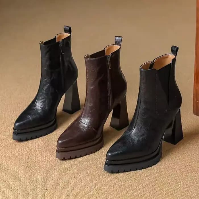 Bout pointu chaussons à talons très hauts plate-forme de mode fermeture éclair latérale chaussures