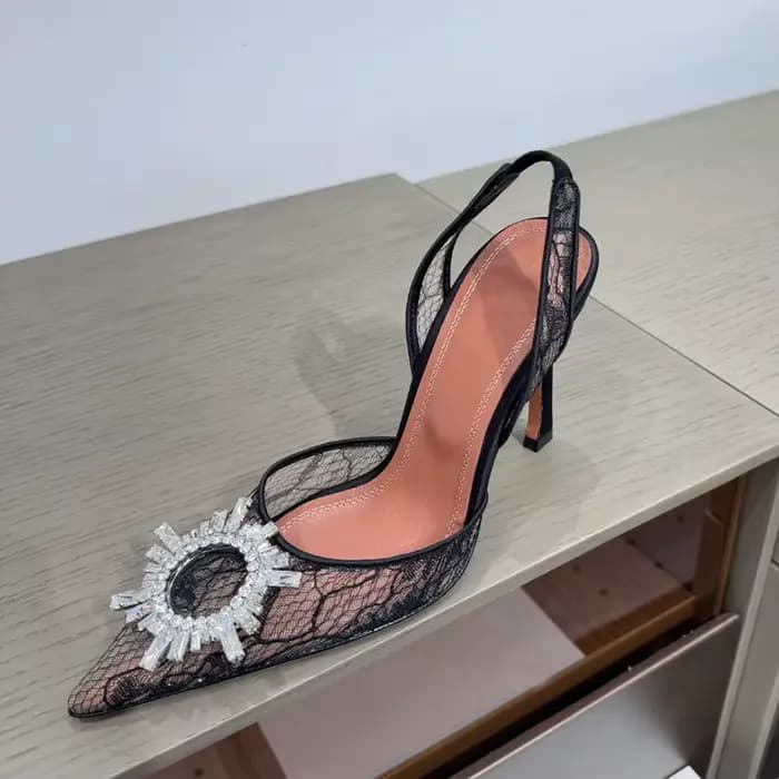 Escarpins d'été en dentelle à talons hauts pour femmes