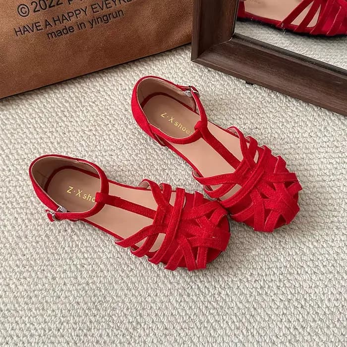 Nouvelles Sandales Plates Femme Été 2026 Creuses Tendance Style Romain 6342