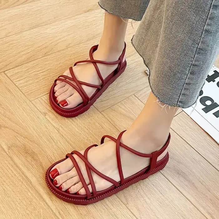 Nouvelle sandale orthopédique femme été 2025 plage sans talon confortable plat femmes espadrilles romaines sandales noir rose rouge Sexy