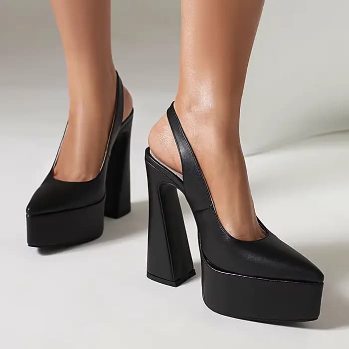 LIHUAMAO – escarpins à talons hauts pour femmes, sandales à talon slingback, bout pointu, avec sangle à la cheville, chaussures à plateforme, pour fête, bureau, talon épais