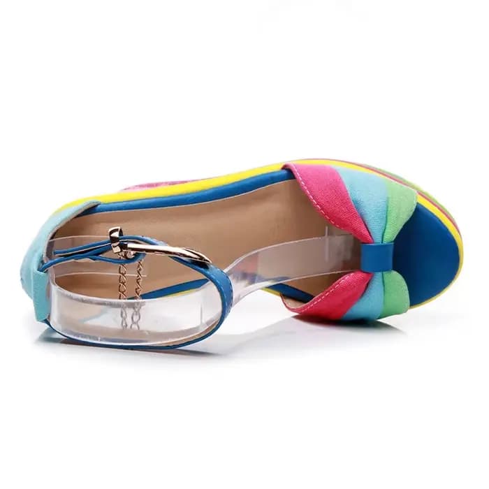 BEYARNE-Sandales à plateforme pour femmes, chaussures d'été, mode arc-en-ciel, talons hauts, sandales à l'offre elles compensées, 2020