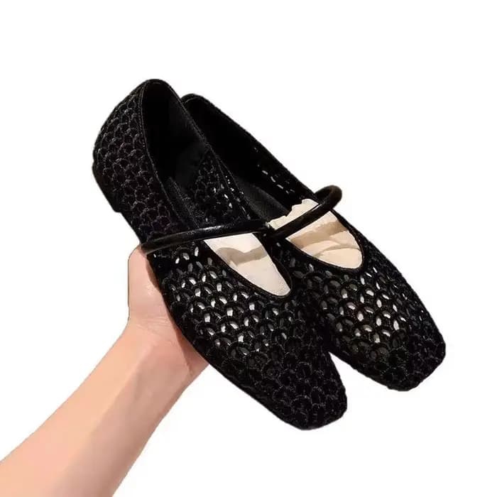 2025 zapatos de Ballet de malla hueca para mujer