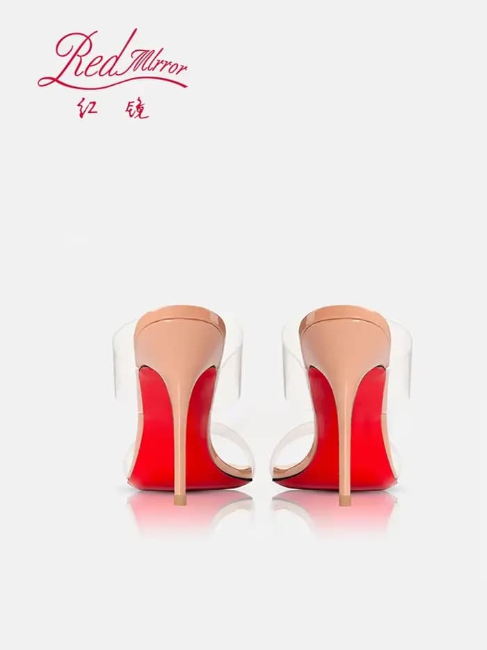 Sandales nues transparentes en cuir véritable