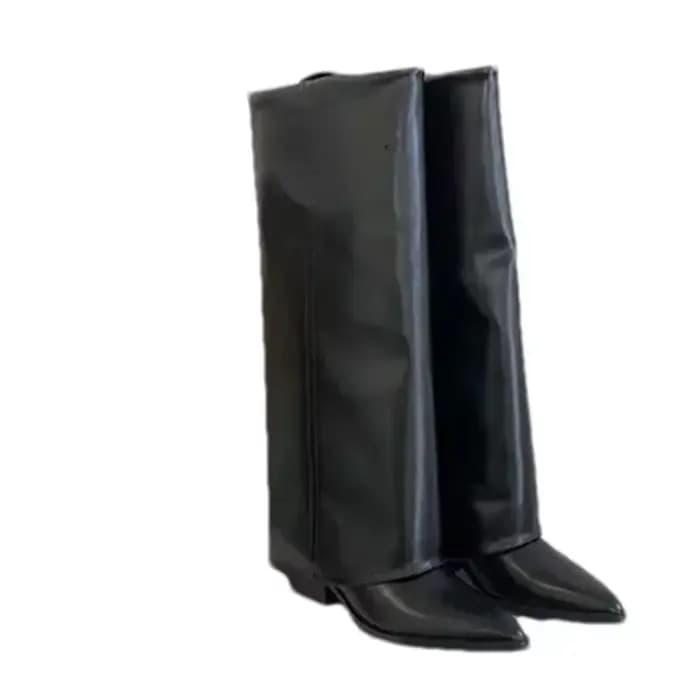 Bottes hautes en cuir épais pour femmes