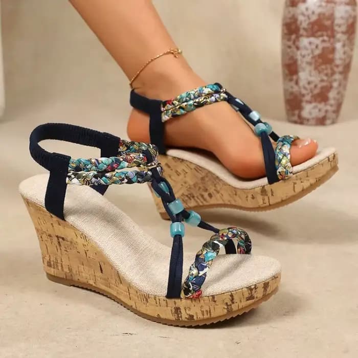 Sandales compensées en cuir pour femme