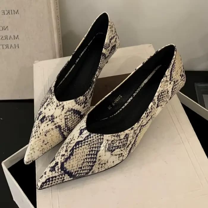 Imprimé léopard Sexy talon bas concepteur femmes chaussures bout pointu pompes femme peu profond confort élégant