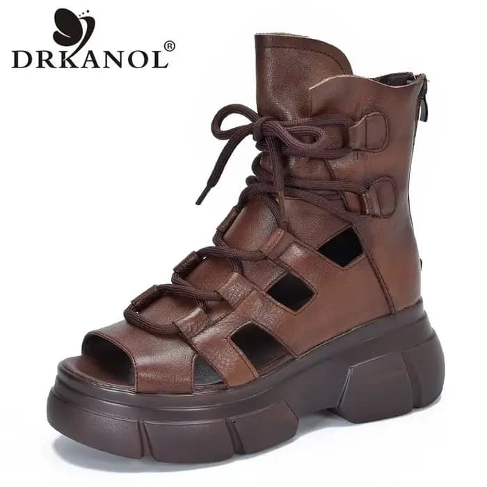 DRKANadvocate-Sandales rétro en cuir véritable pour femme