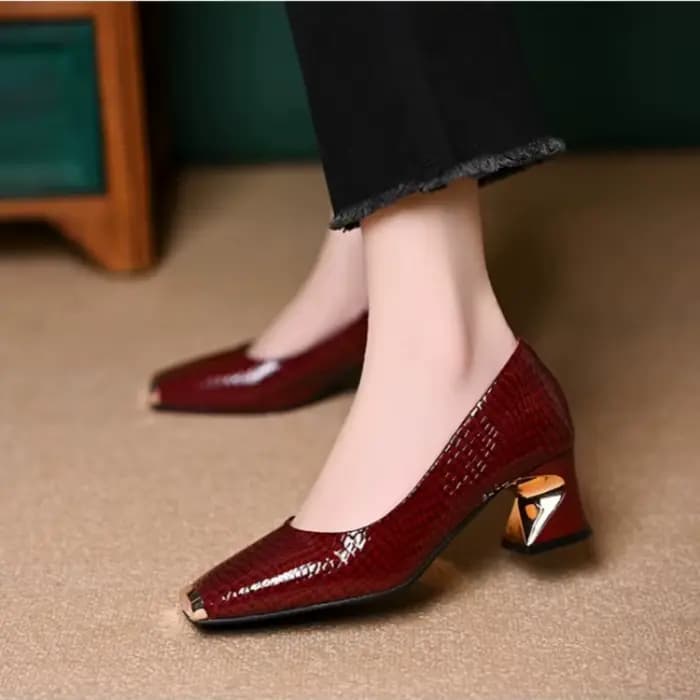 Escarpins français élégants à bout carré pour femmes, semelle souple confortable, talon épais élégant, chaussures de travail professionnelles peu profondes, tailles 35 à 43