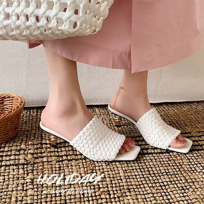 Sandales d'été femmes Style concis pantoufles tissage