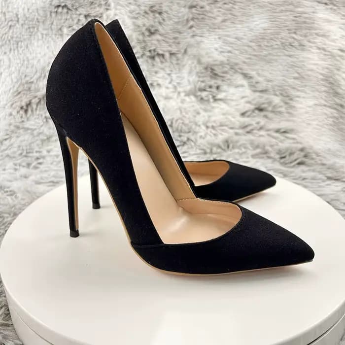 Escarpins à talons aiguilles en daim gris pour femmes