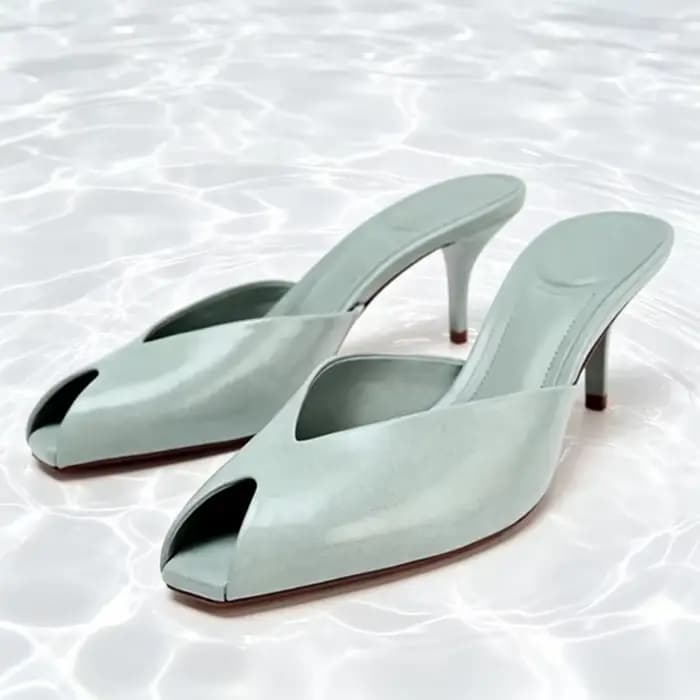 Pantoufles à talons hauts en cuir verni doré pour femmes
