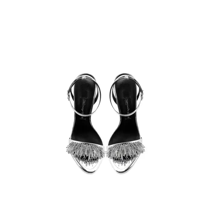Talons aiguilles argentés femmes sandales d'été élégant Style fée mode