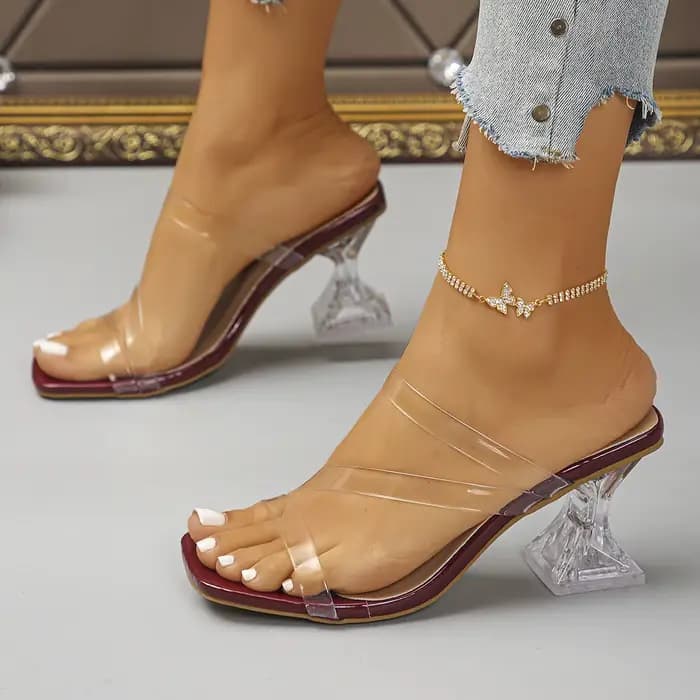 Talons transparents pantoufles femmes été sans lacet chaussures de fête