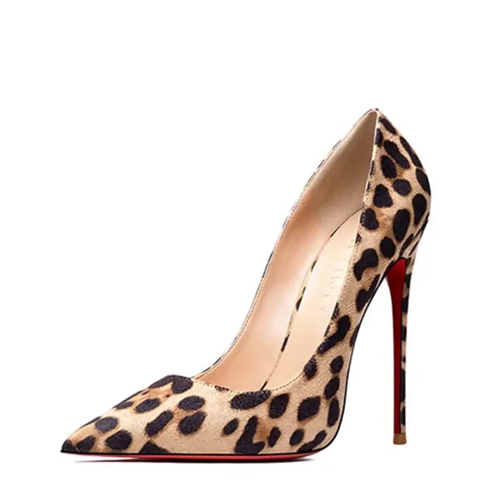 HLTINO mode léopard pompes femmes printemps chaussures à talons hauts Stiletto semelle rouge