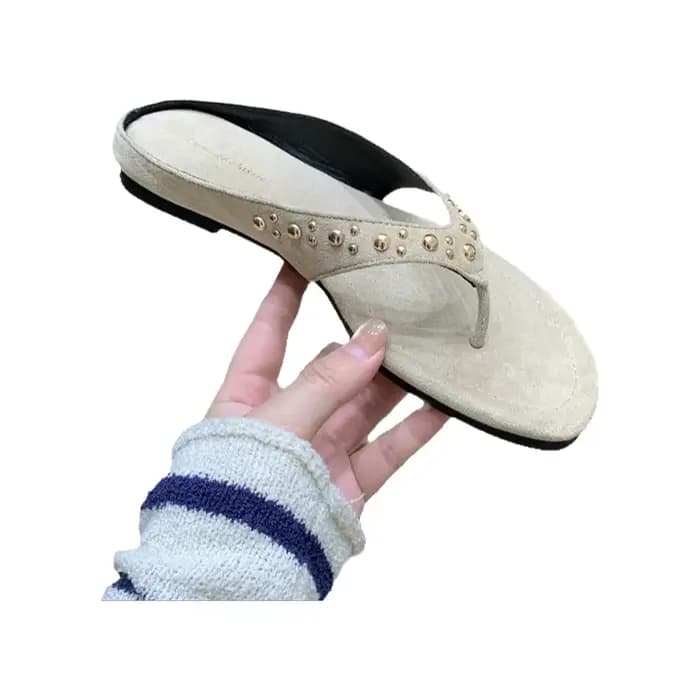 Sandales à talon épais rétro pour femmes, style estival polyvalent, sandales plates pour les vacances, tongs décontractées de plage