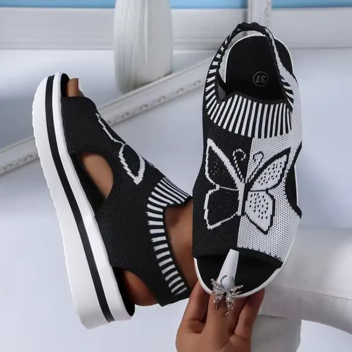 Nouvelles sandales plates pour femmes, en maille, à bout ouvert, décontractées, à talons bas, mules d'été, chaussures à plateforme pour femmes, sandales compensées sportives, confortables pour la plag
