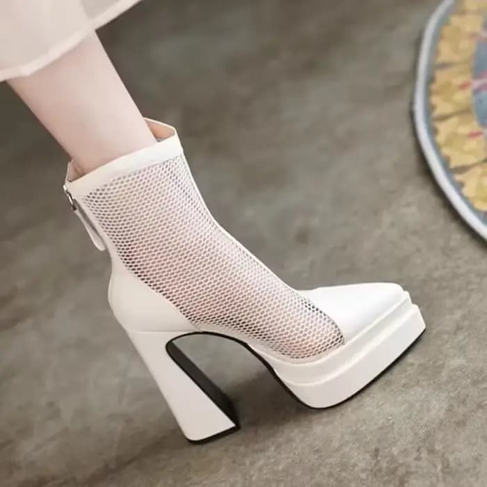 Talons hauts bout pointu plate-forme maille bottes