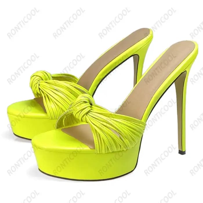 Ronticool-Mules à plateforme faites à la main pour femmes, sandales d'été, sexy, talon aiguille, Parker ouvert, fabuleux, chaussures de soirée noires, taille US 5-20