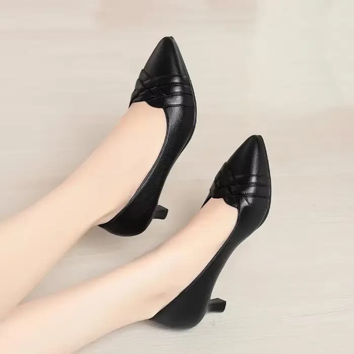 Escarpins en cuir souple respirant à bout pointu et décolleté de 5 cm pour femme, collection automne 2026, talons chaton moyens, idéals pour le bureau et la vie quotidienne