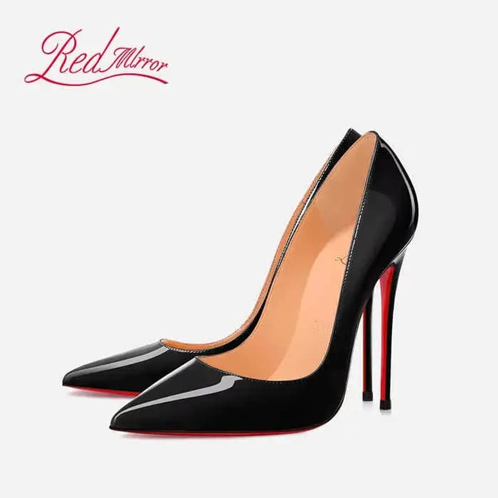 Noir femmes élégantes talons hauts rouge brillant bas marque de luxe