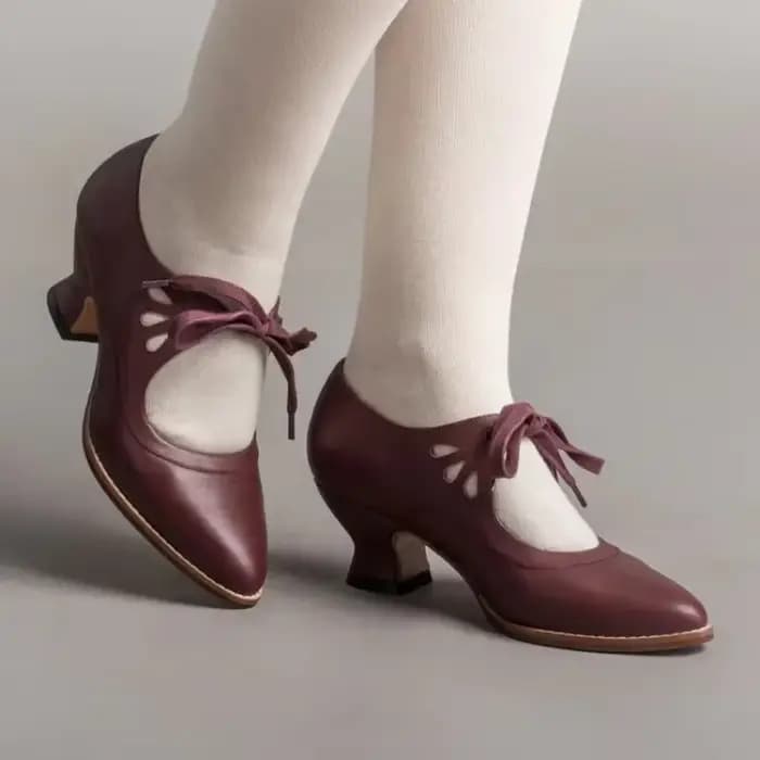 Rétro Jane pompes femme Vintage à lacets robe à talons bas Zapatos dames marque Design papillon aile Derby chaussures grande taille