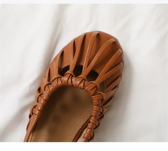 Sandales plates tissées pour femmes