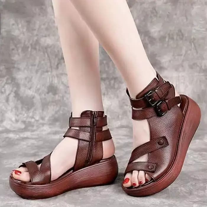 Sandales d'été pour femmes à talon moyen compensé