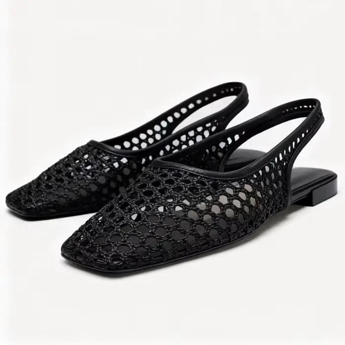 Tissage maille respirant Mules sandales pour femmes été nouveau Slingback chaussures de plage décontracté bout carré mode ballerines dames