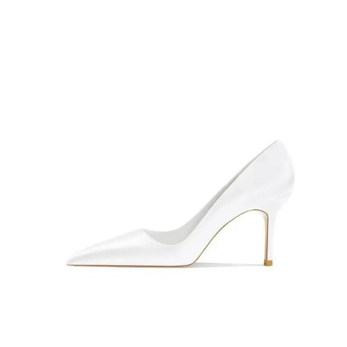 Nouvelles Chaussures de Mariée Blanches à Talons Hauts, Design Élégant et Simple, Chaussures Mary Jane pour Femme, Talon Chaton, Semelle en Caoutchouc