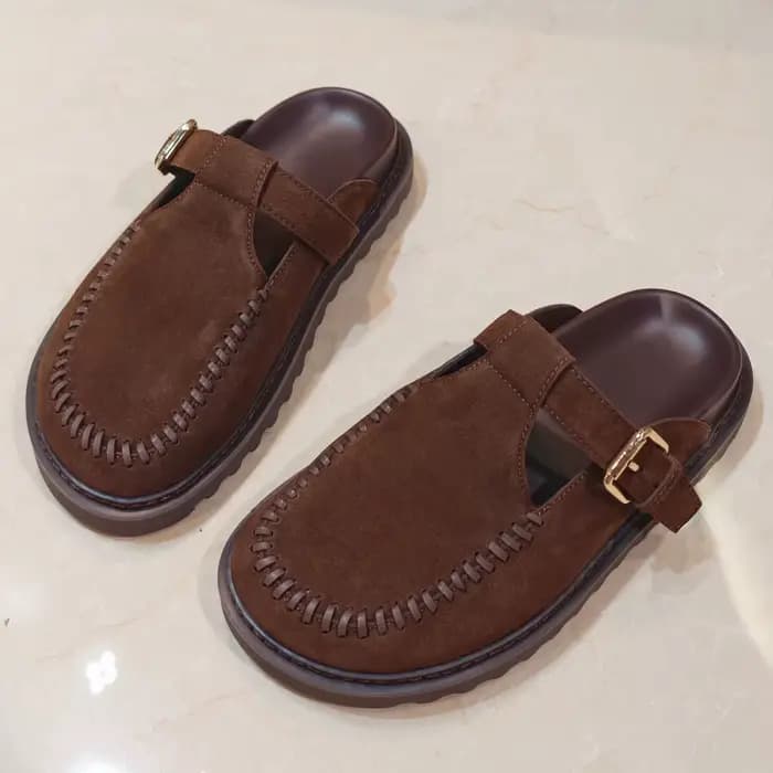 Mules à boucle en daim pour femme 2026