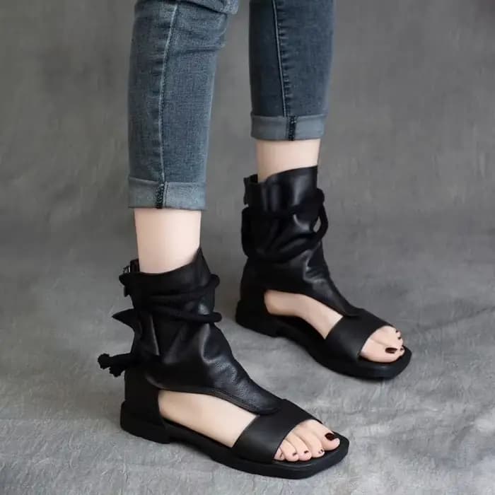 Birkuir-Sandales hautes en cuir véritable pour femmes