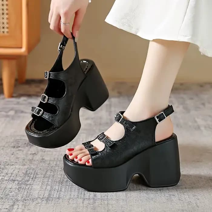 Sandales à talons hauts pour femmes, sexy et tendance, chaussures à plateforme épaisses, mules de marche, escarpins imprimés de créateur, tongs décontractées, chaussures pour femme