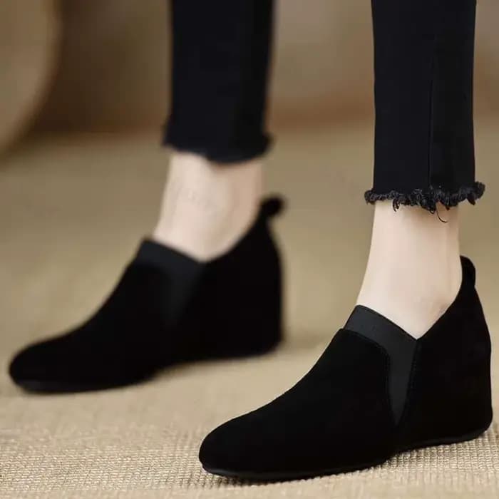 Femmes chaussures compensées 2025 automne nouveau confortable hauteur augmenter sans lacet