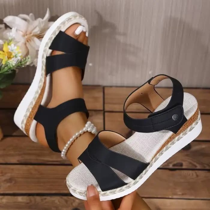 Sandales compensées espadrilles à lanières réglables pour femmes