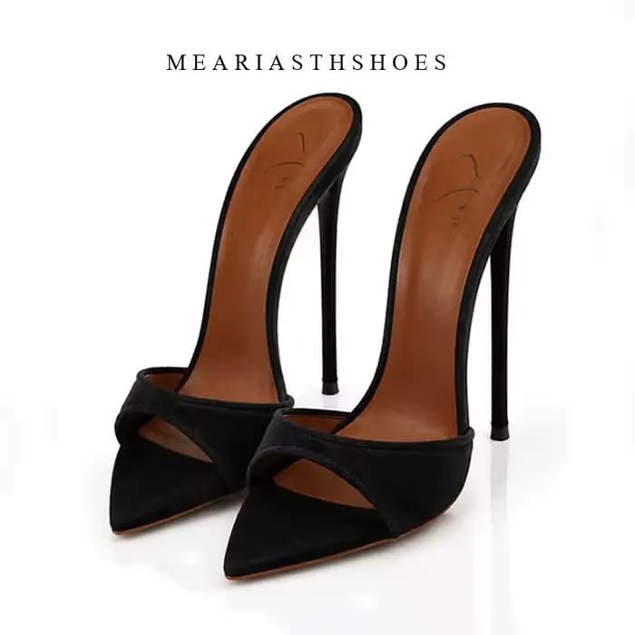 2026 Escarpins couleur nude pour femmes, talons fins de 10 cm et 12 cm, à bout pointu et ouvert, style mules et sandales, chaussures de soirée