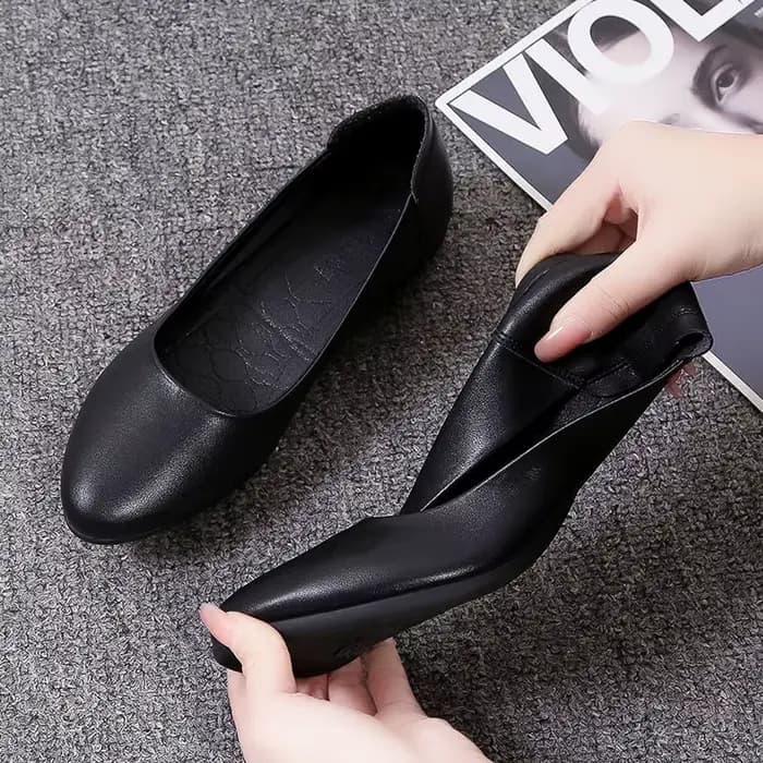 Talon compensé bout pointu bas élégant noir chaussures pour femmes 2025 dames