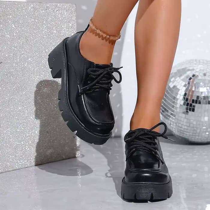 Escarpins plateforme vintage en cuir PU pour femme