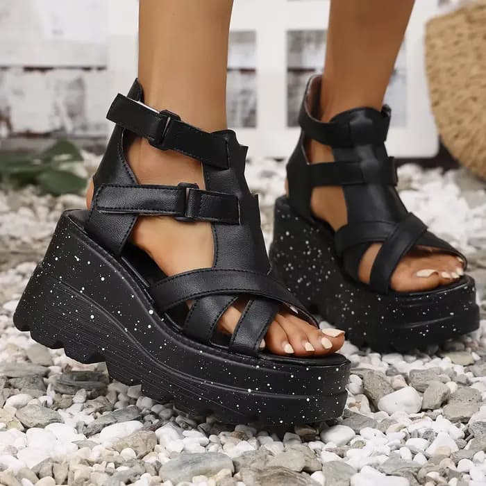 Femmes sandales été mode cuir plate-forme femme