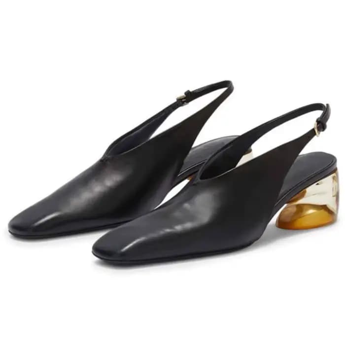 Bout carré talons étranges femmes sandales été peu profond boucle sangle mi talon Banquet fête mariage polyvalent