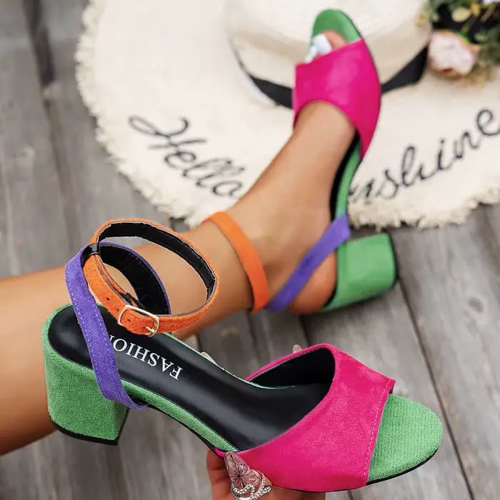 Femmes sandales européennes américaines colorées grande taille chaussures à talons hauts