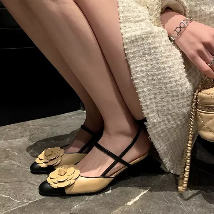 2025 été en cuir véritable talons hauts sandales à fleurs femme bride à la cheville