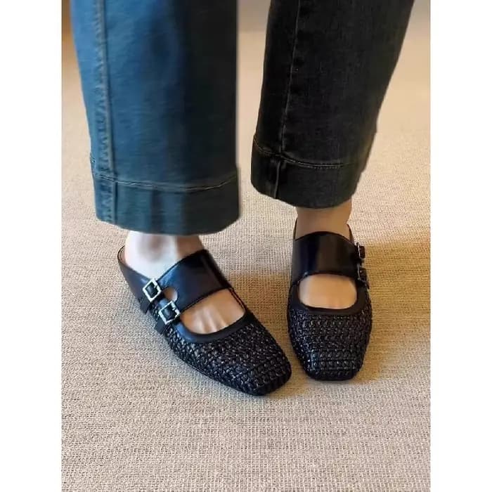 Mules tissées ajourées pour femmes