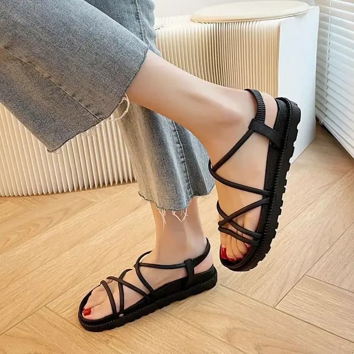 Nouvelle sandale orthopédique femme été 2025 plage sans talon confortable plat femmes espadrilles romaines sandales noir rose rouge Sexy