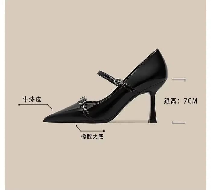 Talons hauts pointus rivetés vintage français pour femmes