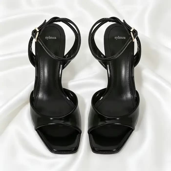 Élégant bride à la cheville talons hauts dames bout carré mode robe de soirée chaussures bureau creux Sexy marque de créateur sandales femmes pompes