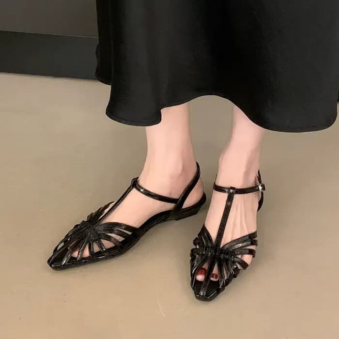 Bailamos 2026 Nouvelle Collection Été Sandales Femme Tendance à Bride Fine Talon Bas Style Gladiateur Bout Pointu avec Boucle Cheville